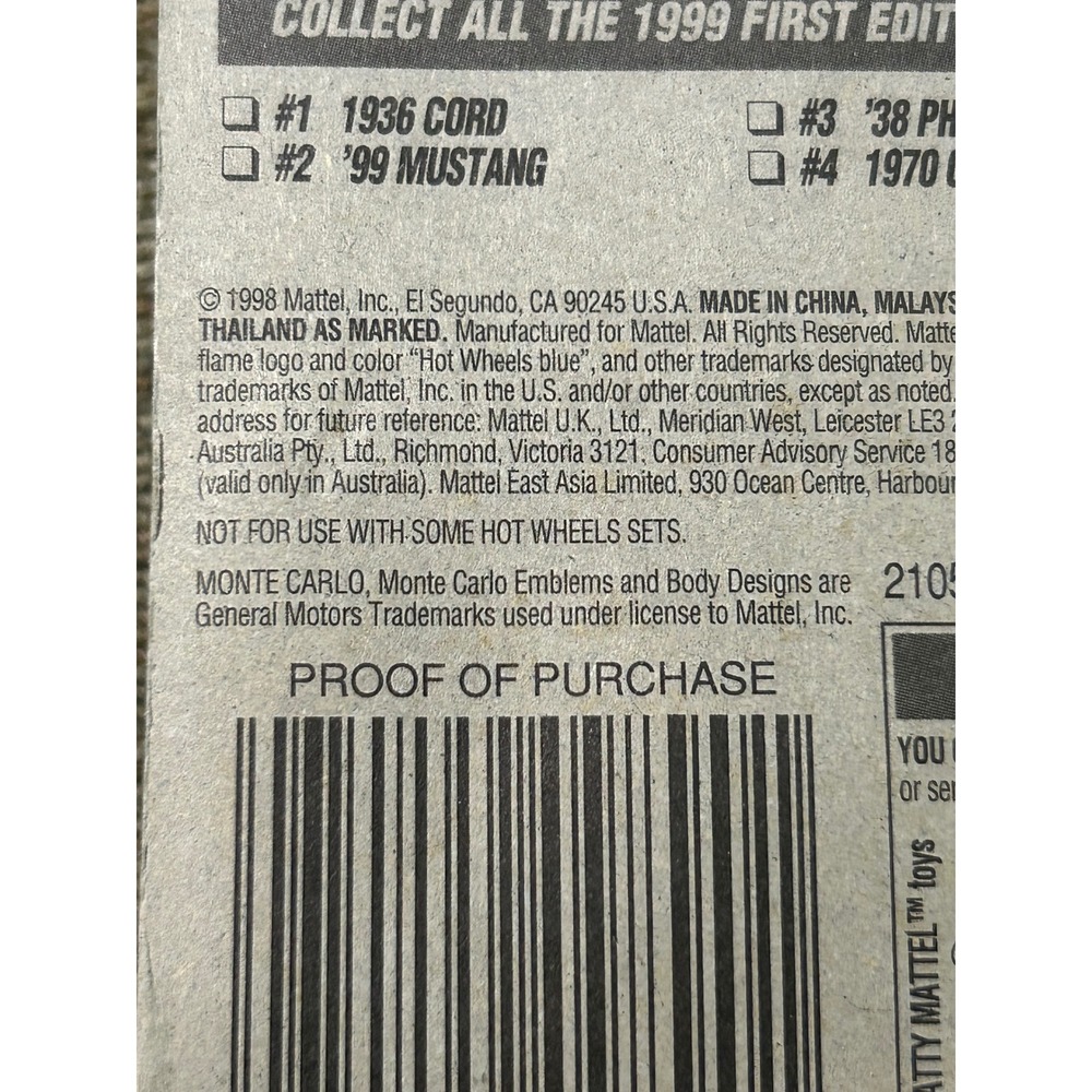 Hot Wheels 1999 First Editions‎ Monte Carlo Concept Car Red Collector 910 Mattel - Picture 3 of 3